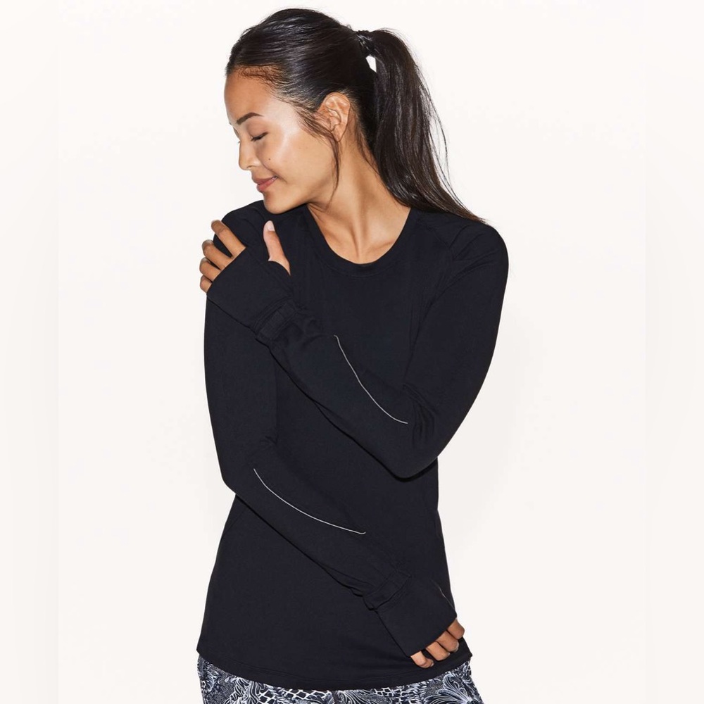 Lululemon Extra Mile Long Sleeve Black Top Size 4 - Picture 2 of 9